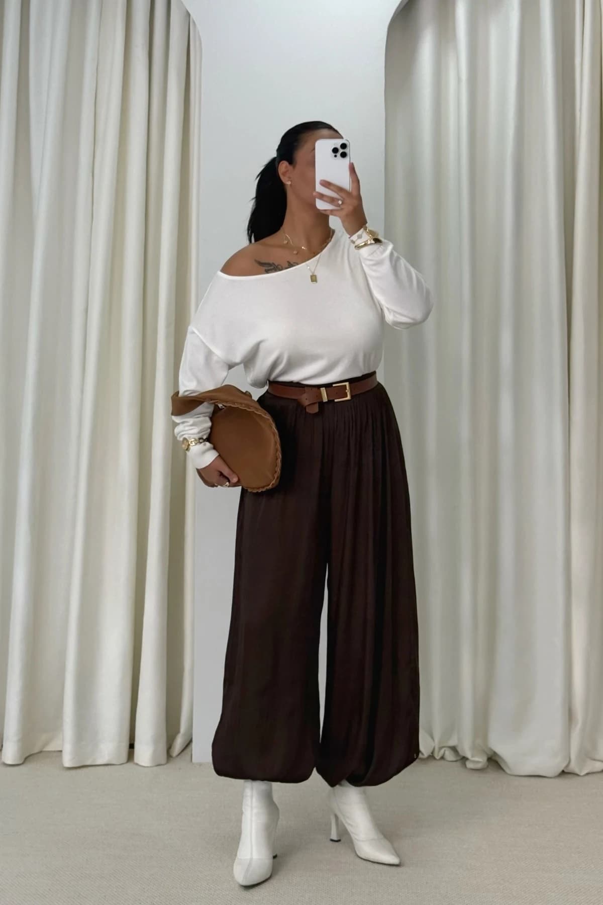 Saten Şalvar Pantolon / Triko Bluz